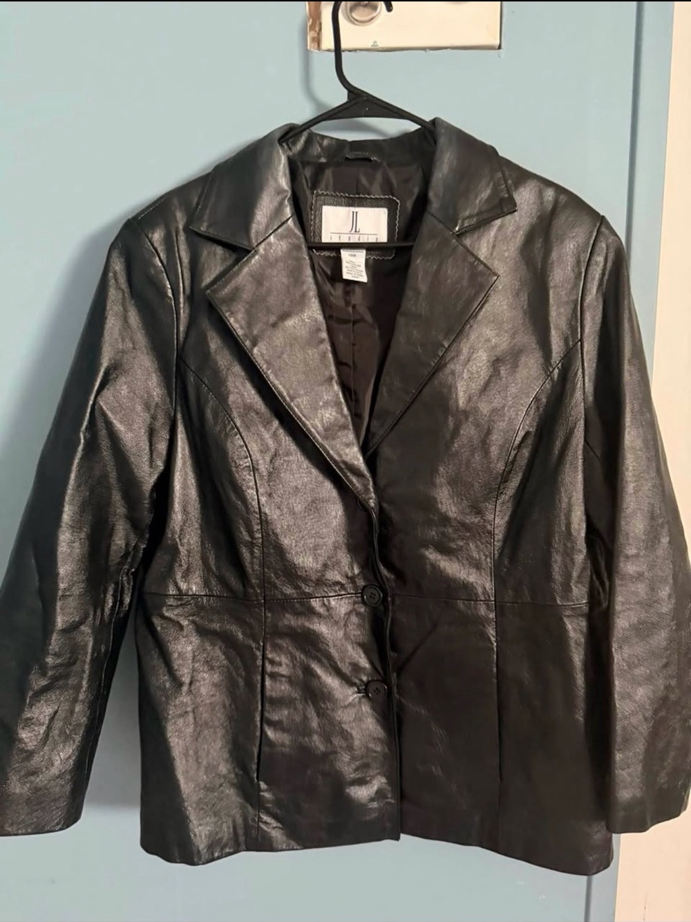 JL Collection Women's Black Leather Blazer